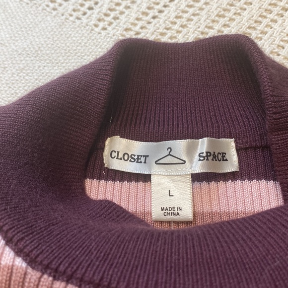 NWT Closet Space Turtleneck Colorful Striped Stretchy Sweater Girls Size Large ! - Picture 5 of 10